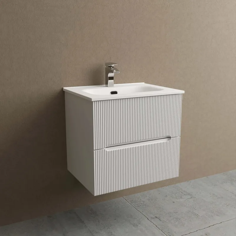 Lage Prijs Mobile bagno base con lavabo in ceramica sospeso Zeus 64x77x49 cm opaco