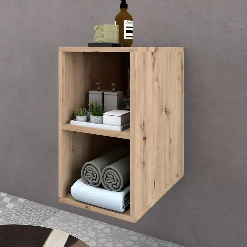 Mobile bagno con due vani a giorno sospeso per base Monya 30x54 cm rovere Beperkte Voorraad