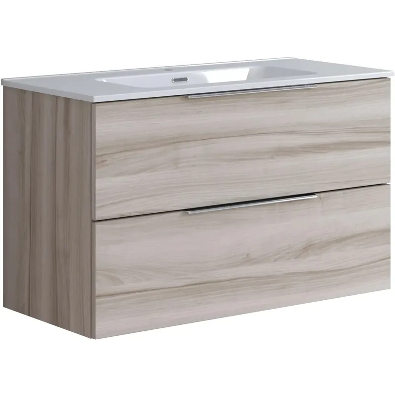 Gecertificeerd Mobile bagno base portalavabo sospeso Bali 2 cassetti 100x60 cm noce lingera