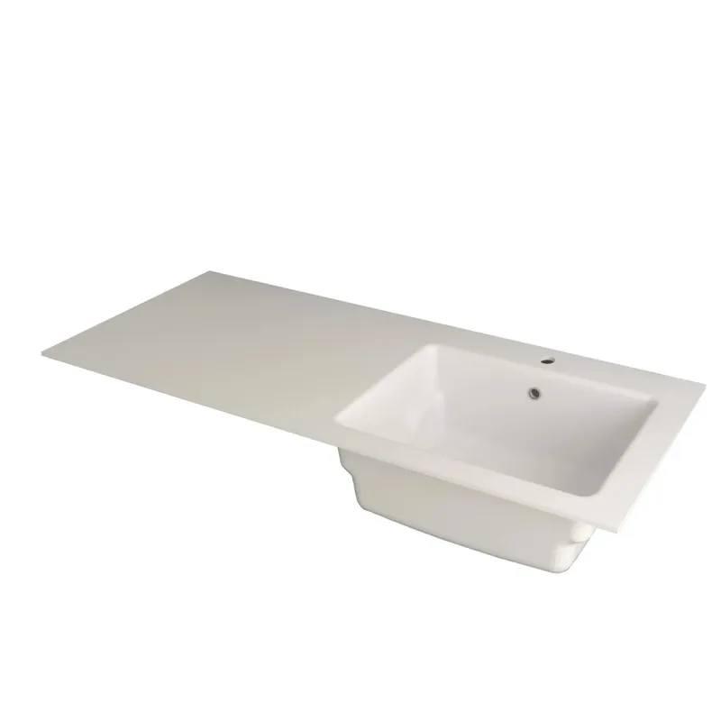 Lavabo in solid surface 141x63,8x1 cm SX arredo lavanderia Bianco opaco Favoriet