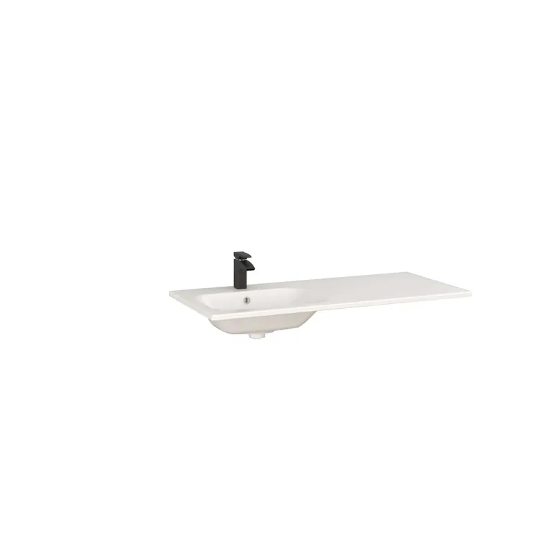 Lavabo da incasso con vasca a sinistra 121x46 cm mineralmarmo bianco Dagaanbieding