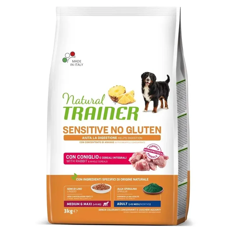Bestseller Cibo secco per cani Natural Trainer no gluten adulto coniglio 3 kg