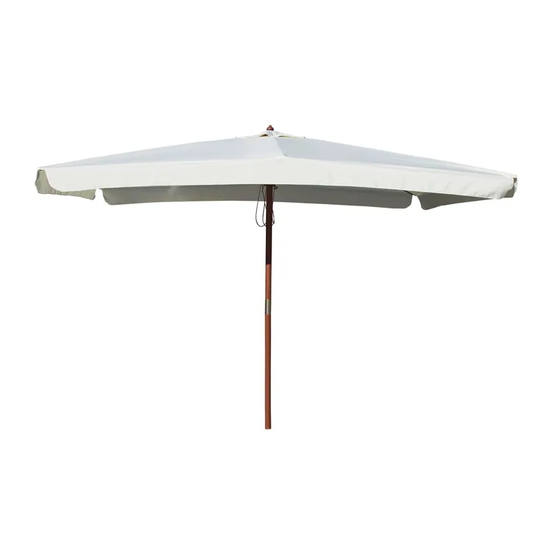 Ombrellone da giardino a palo centrale legno 300x200 cm ecrù Premium