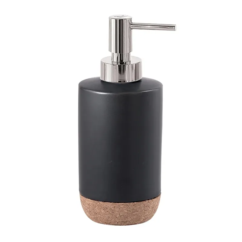 Dispenser sapone Ilary in ceramica e sughero nero opaco Favoriet