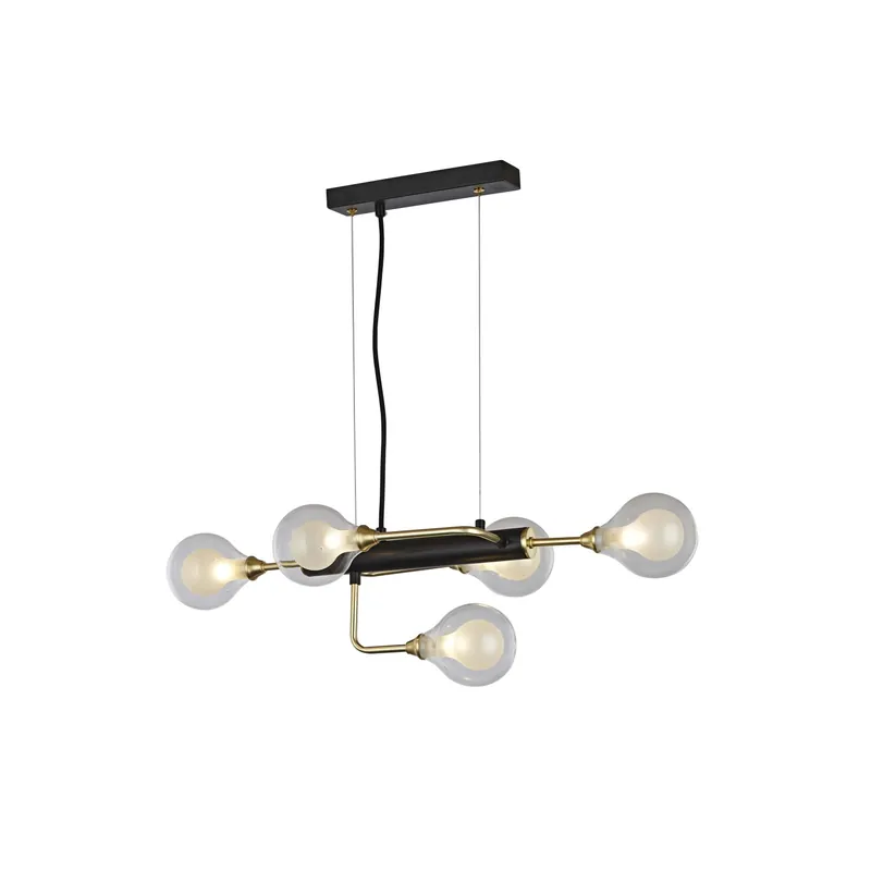 Lampadario a sospensione Leonor 5 luci G9 28 W in metallo nero oro 70x27x120 cm Populair
