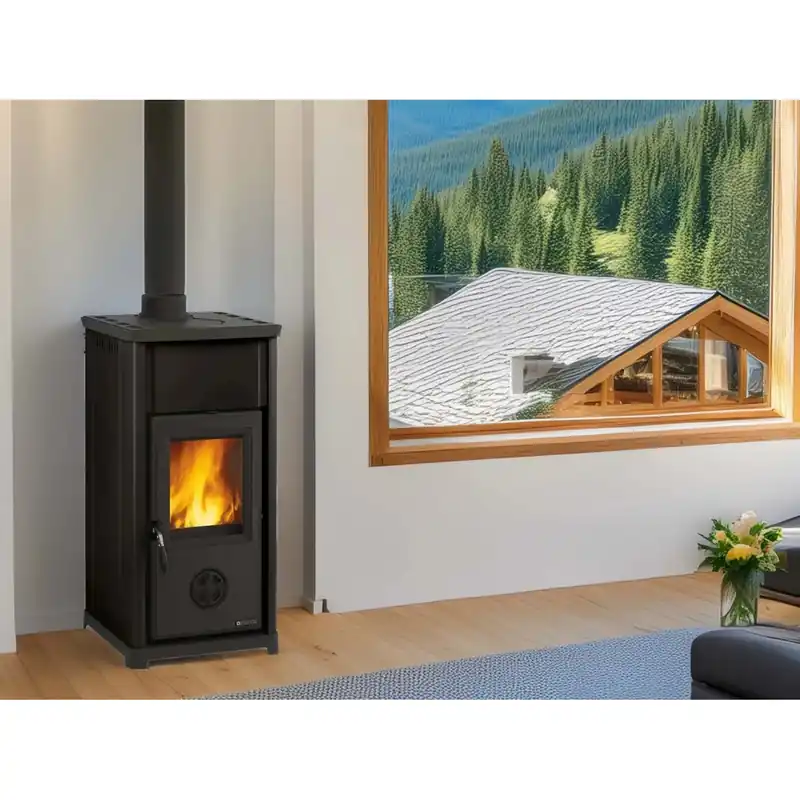 Korting Stufa a legna in acciaio porcellanato Tea Nordica 7 kW nero