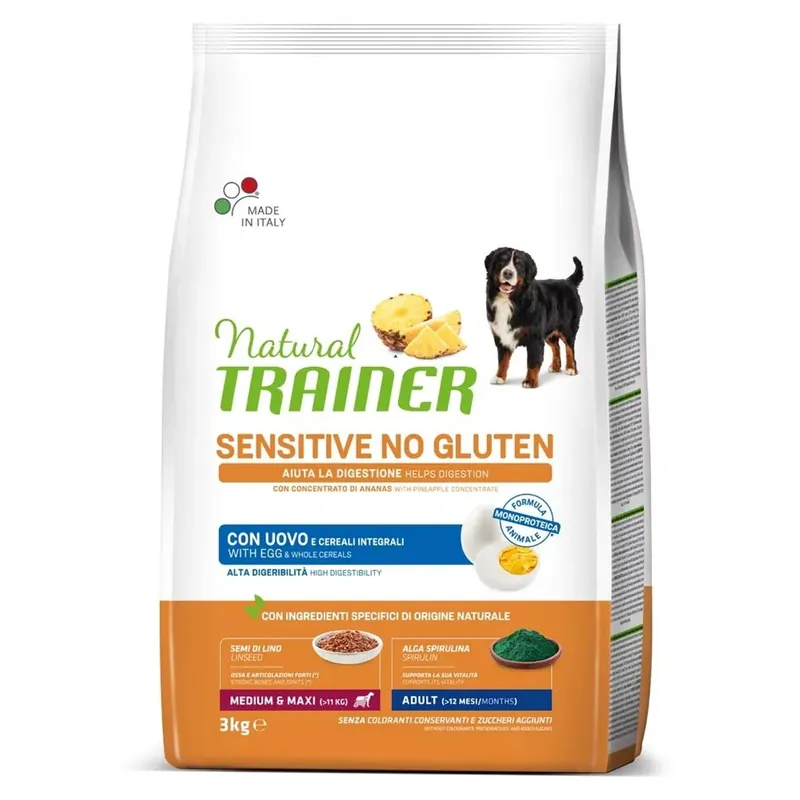 Cibo secco per cani Natural Trainer no gluten adulto uovo 3 kg Beperkte Voorraad