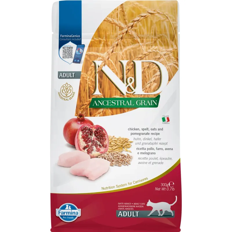 Hete Deal Pollo e melograno per gatti adulti N&D Ancestral 300 g