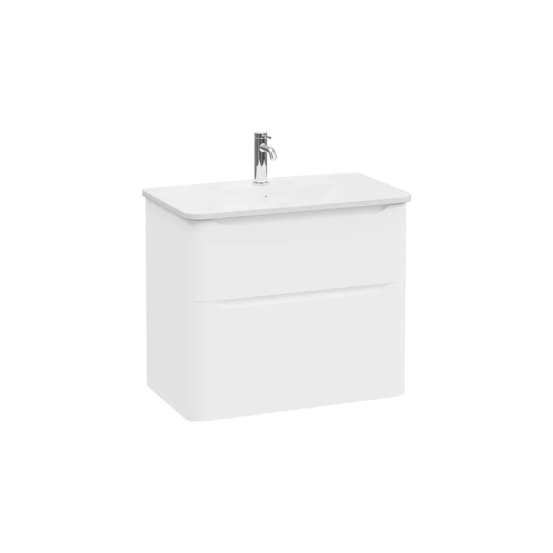 Uitverkoop Mobile bagno base lavabo sospesa 2 cassetti Integra Round 80 cm matt white
