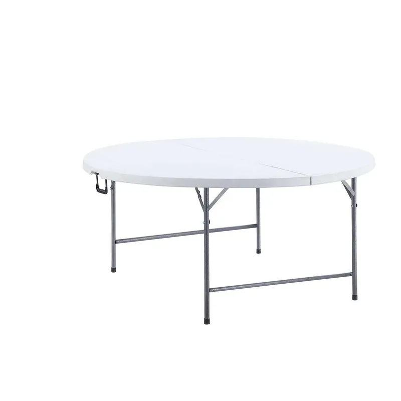 Alleen Vandaag Tavolo pieghevole Taloga tondo in plastica e telaio acciaio 152x74 cm bianco