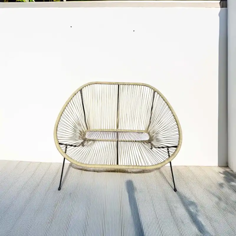 Divanetto da giardino impilabile rattan sintetico 115x74x88 cm naturale Populair