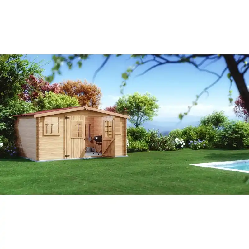 Superprijs Casetta da giardino in legno sp 28 mm H207xL416xP504 cm
