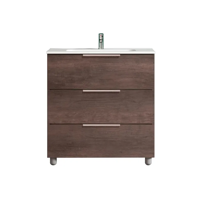 Rechtstreeks Van De Fabrikant Mobile bagno base lavabo a terra Chloe 79x79x45,5 cm rovere scuro