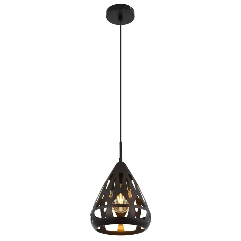 Express Levering Sospensione Hassan Ø 23 x 120 cm metallo nero satinato