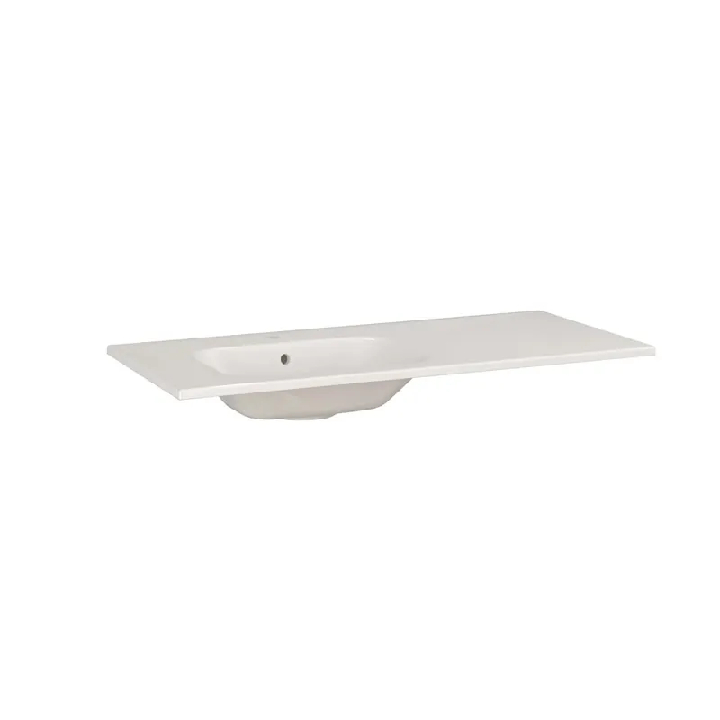 Lavabo da incasso con vasca a sinistra 121x46 cm (80+40) mineral bianco Beperkte Voorraad