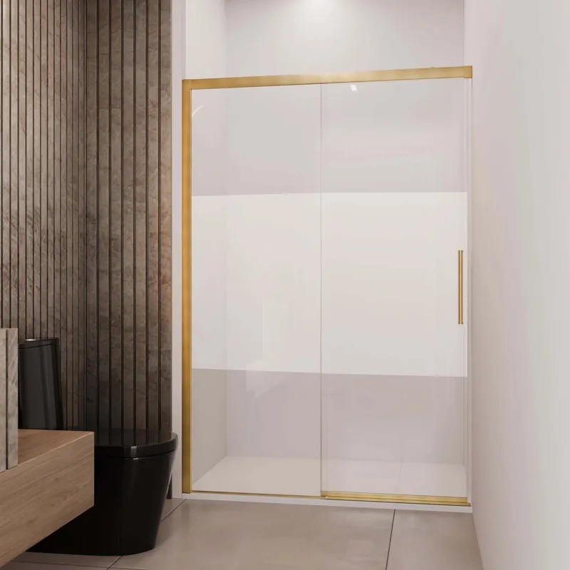 Porta scorrevole sx doccia Lux 107/110 cm oro spazzolato Populair