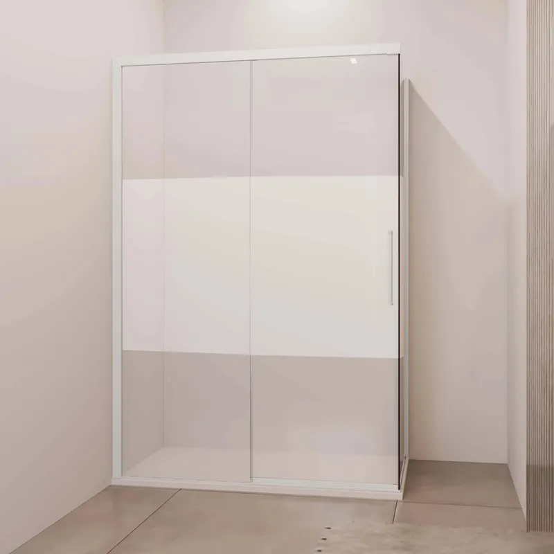 Porta scorrevole dx doccia Lux con fisso 97/100 cm bianco opaco Lage Prijs