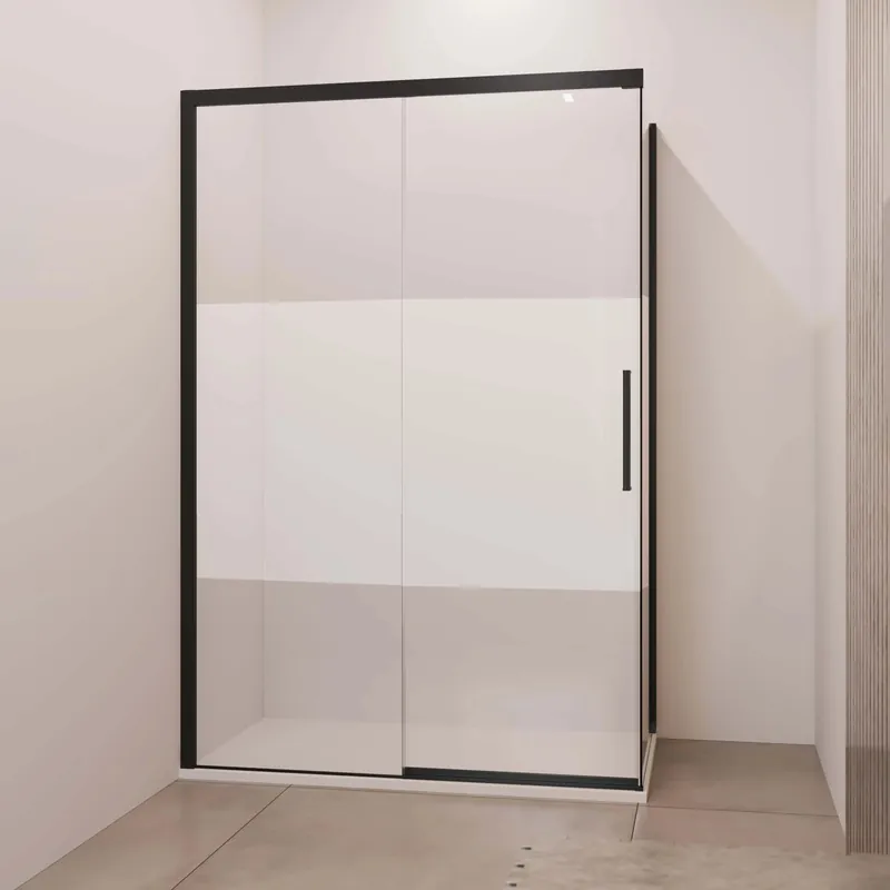 Porta scorrevole dx doccia Lux con fisso 117/120 cm nero opaco Direct Beschikbaar