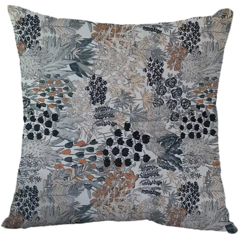 Goedkoop Fodera per cuscino a fantasia floreale nero/arancione 50x50 cm