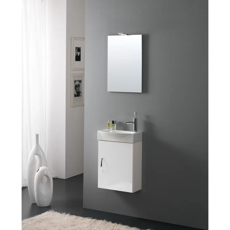 Veilige Betaling Mobile bagno lavabo sospeso Compobox 42x190x29,5 cm bianco laccato lucido