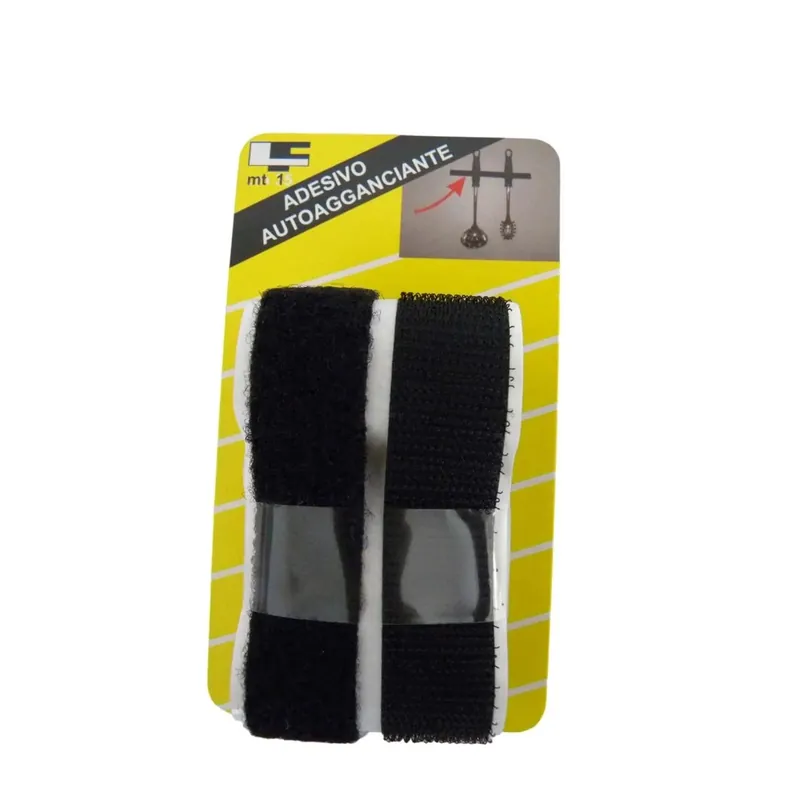 Nastro adesivo velcro maschio/femmina 20 mm x 1 m nero Finale Uitverkoop