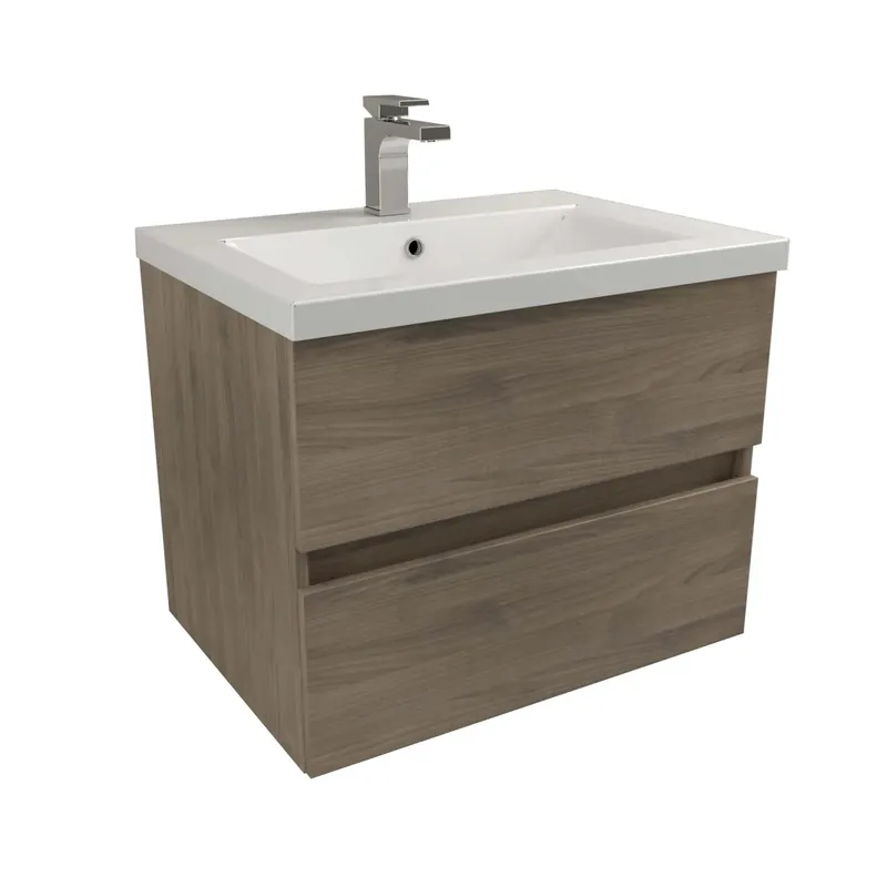 Mobile bagno base con lavabo integrato sospeso Bluma 70x58x51,5 cm noce Gereduceerde Prijs