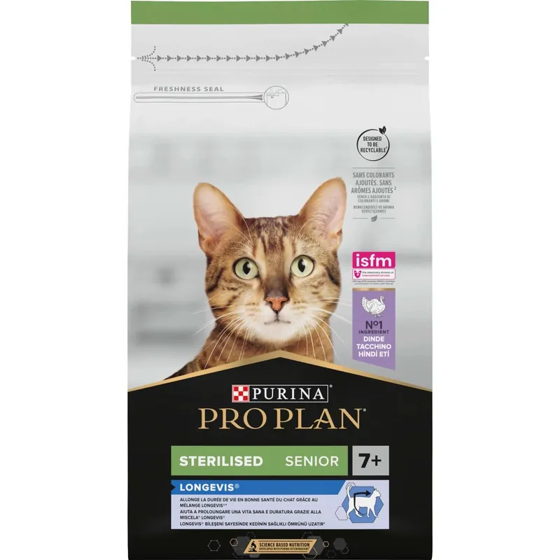 Cibo secco per gatti Purina ProPlan Sterilised ricco al tacchino 7+ 1,5 kg Actieprijs