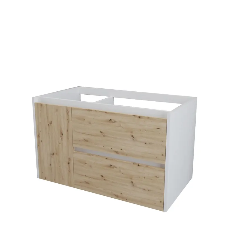 Snelle Levering Mobile bagno base lavabo sospeso dx 90x50 cm bianco/rovere nodato
