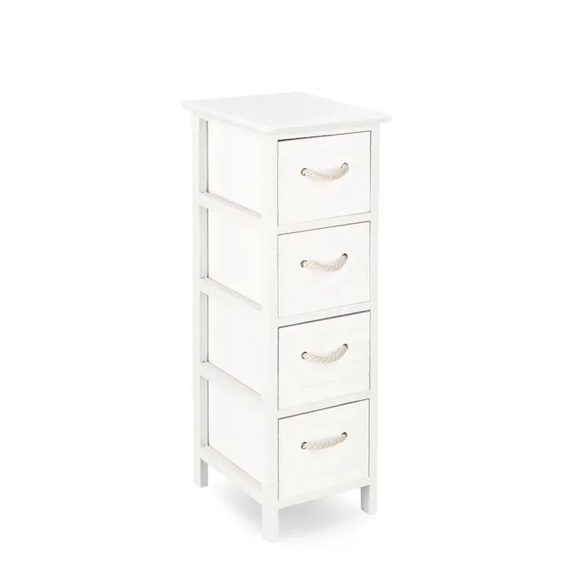Hete Deal Cassettiera 4 cassetti in legno di paulonia Yvette bianco naturale 40x29xH80 cm