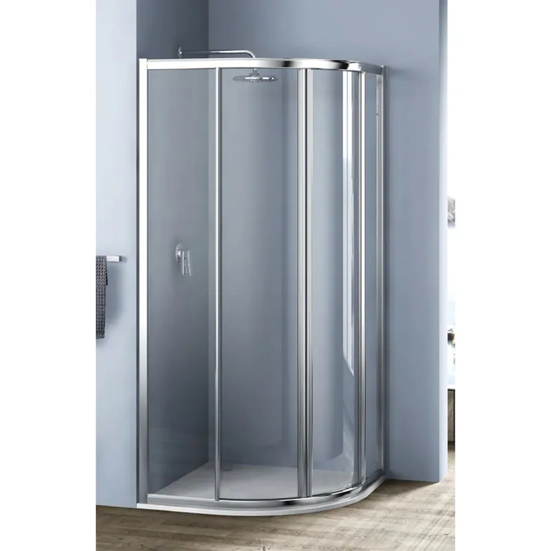 Koop Online Porta semicircolare doccia 2 ante Platz 80x80 H 190 cm argento e trasparente