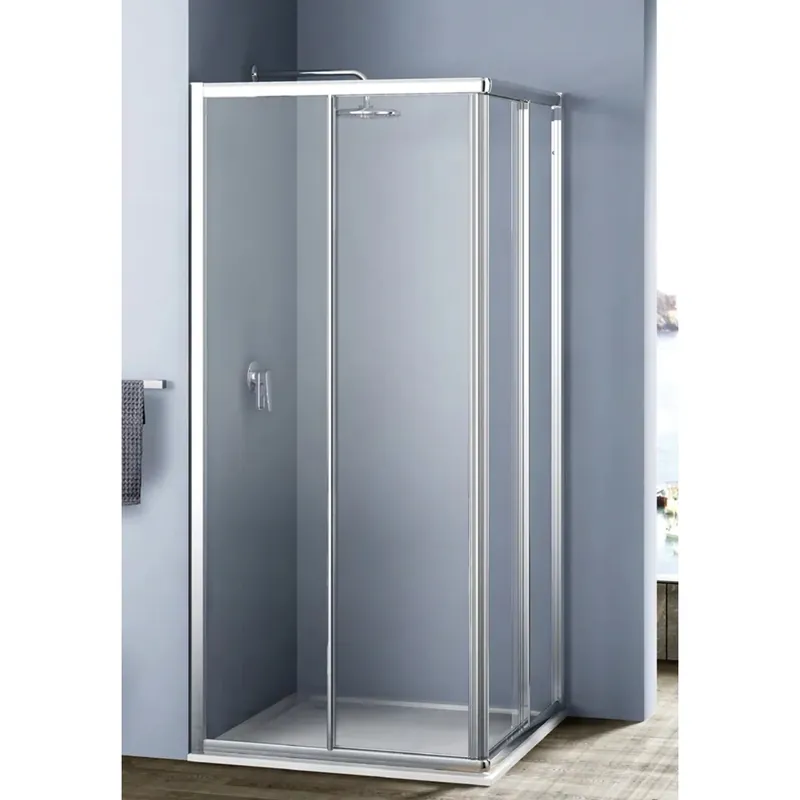 Lato angolo doccia 2 ante scorrevoli Platz 120 cm argento e sintetico Goedkoop