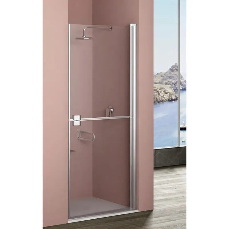 Porta battente sx doccia Compass 90 cm argento/trasparente Nu Kopen