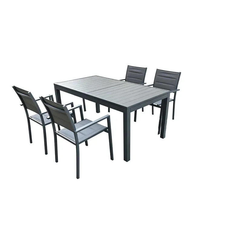 Tavolo e sedie da giardino Palmas in alluminio e textilene antracite 4 posti Rechtstreeks Van De Fabrikant