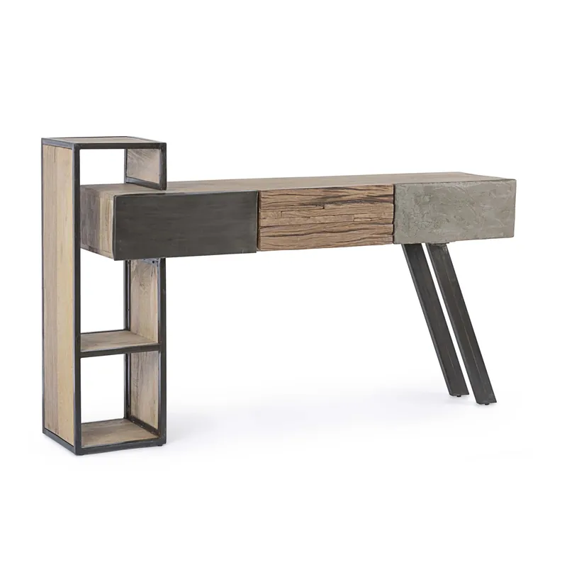 Consolle in legno di mango e acciaio Manchester 3 cassetti 160x38x95 cm Merkproduct